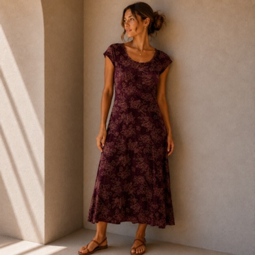 No Boundaries Maxi Dress Size XL Red Velvet Floral Keyhole Whimsigoth Witchy